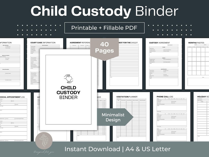 Printable Child Custody Binder Child Custody Planner Fillable PDF Co ...