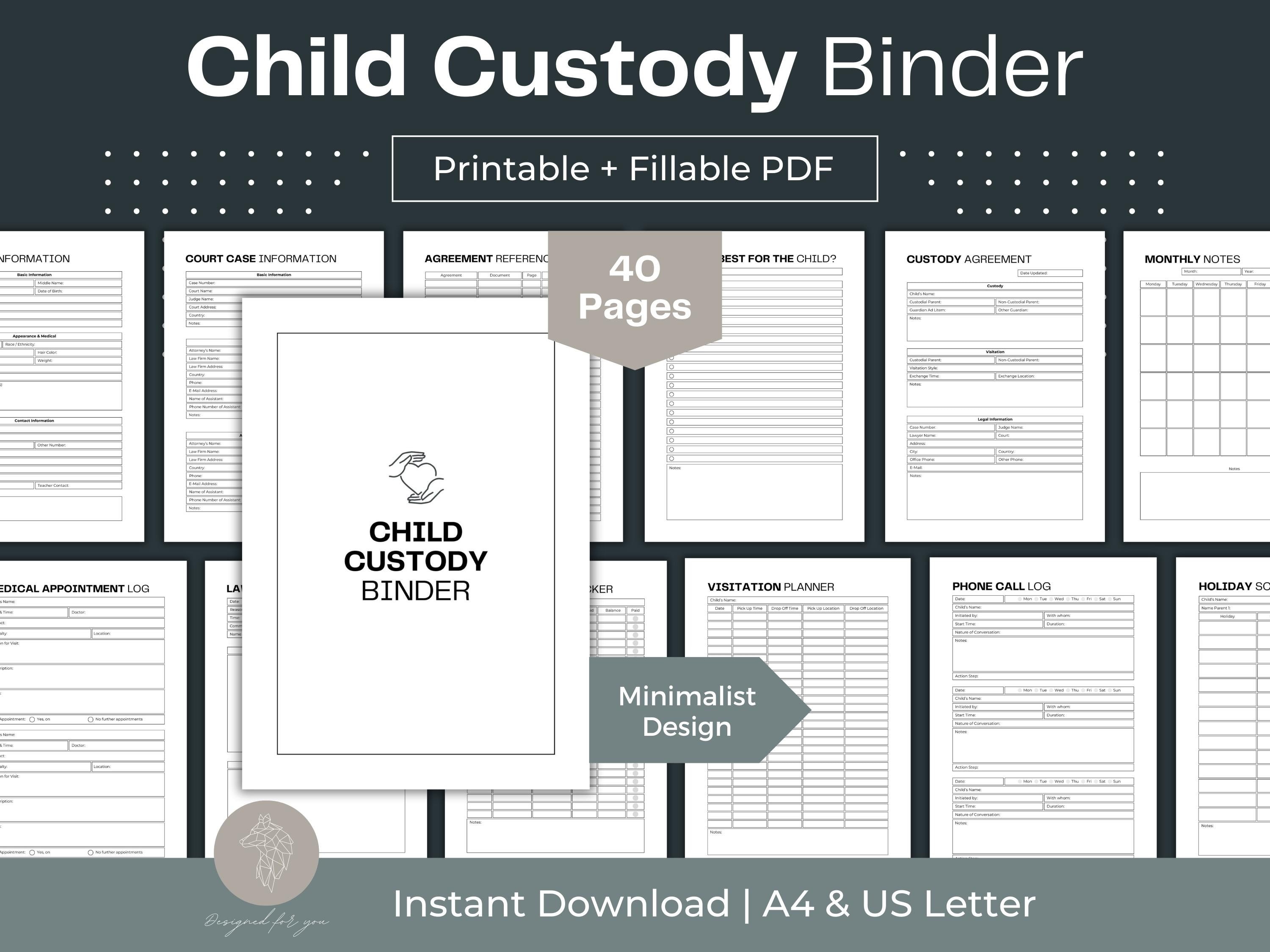 Printable Child Custody Binder Child Custody Planner Fillable PDF Co Printable Child Custody Binder Child Custody Planner Fillable PDF Co