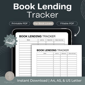 Book Lending Tracker, Reading Journal Bundle, Book Log, Book Reading Planner Printable, Reading Planner Printable, Reading Tracker, PDF