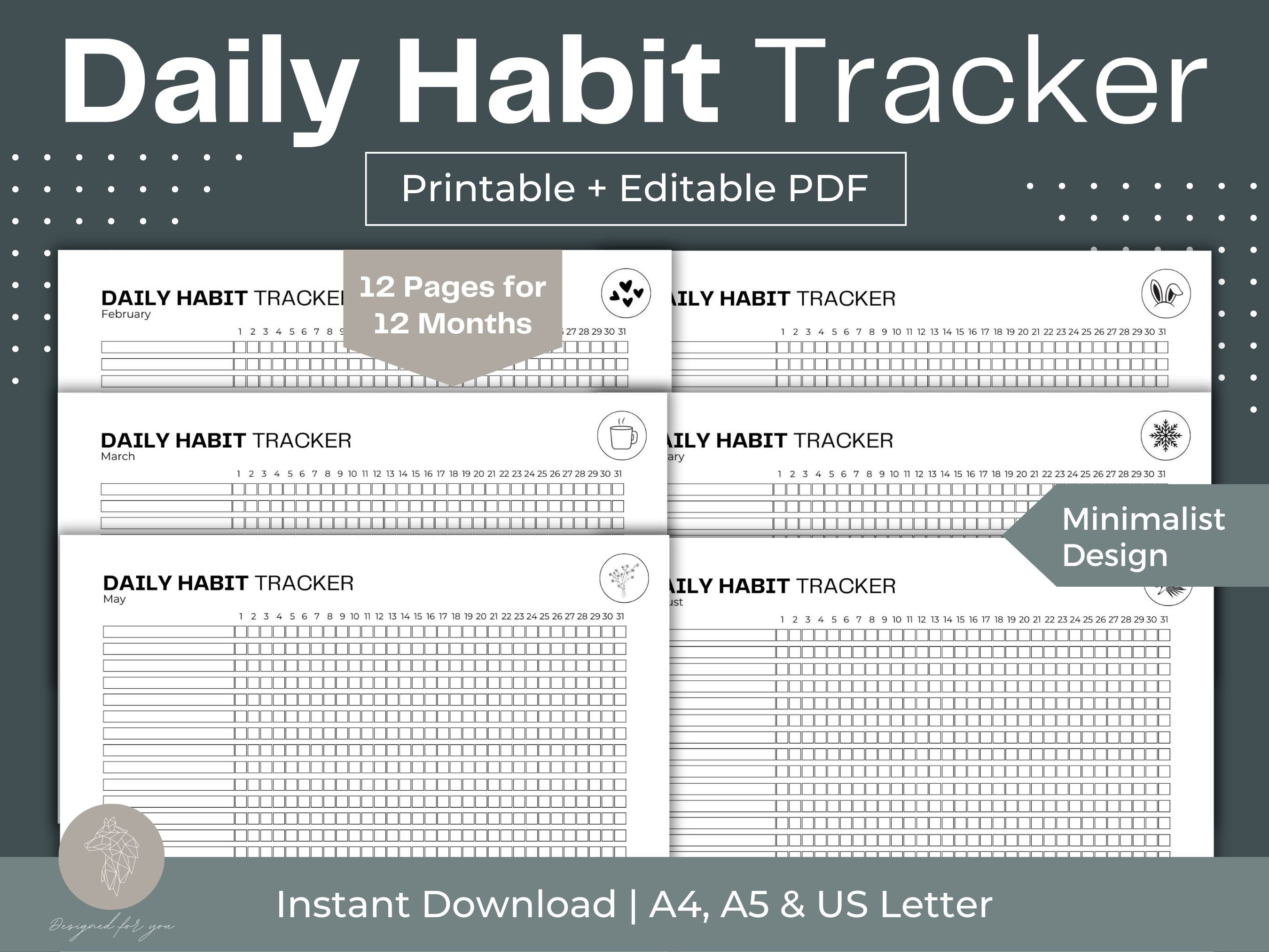 Daily Habit Tracker Daily Routine Planner Monthly Habit - Etsy