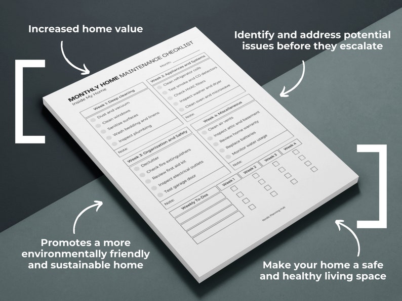 Home Maintenance Checklist, Monthly Home Maintenance Checklist, Home ...