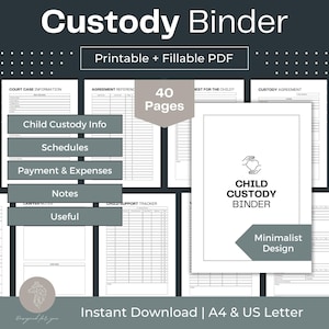 Custody Binder Printable Child Custody Planner Co-Parenting Planner Child Custody Journal Custody Documentation Single Parent Support