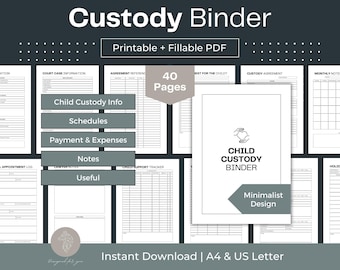 Child Custody Binder Printable: Co-Parenting Planner (A4/Letter PDF)
