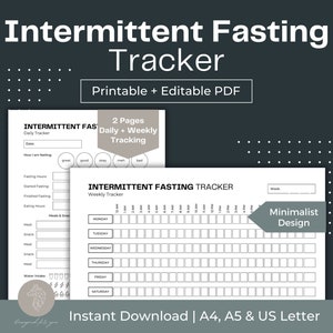 Intermittent Fasting Tracker Weight Loss Tracker Intermittent Fasting Journal Self Care Planner Health Planner Printable