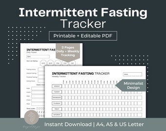 Intermittent Fasting Tracker Weight Loss Tracker Intermittent Fasting Journal Self Care Planner Health Planner Printable