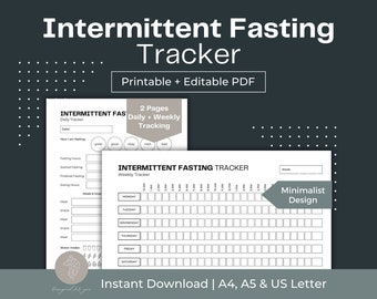 Intermittent Fasting Tracker | Dag- en weekjournaal (afdrukbare pdf)