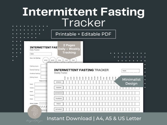 Intermittent Fasting Tracker | Daily & Weekly Journal (Printable PDF)