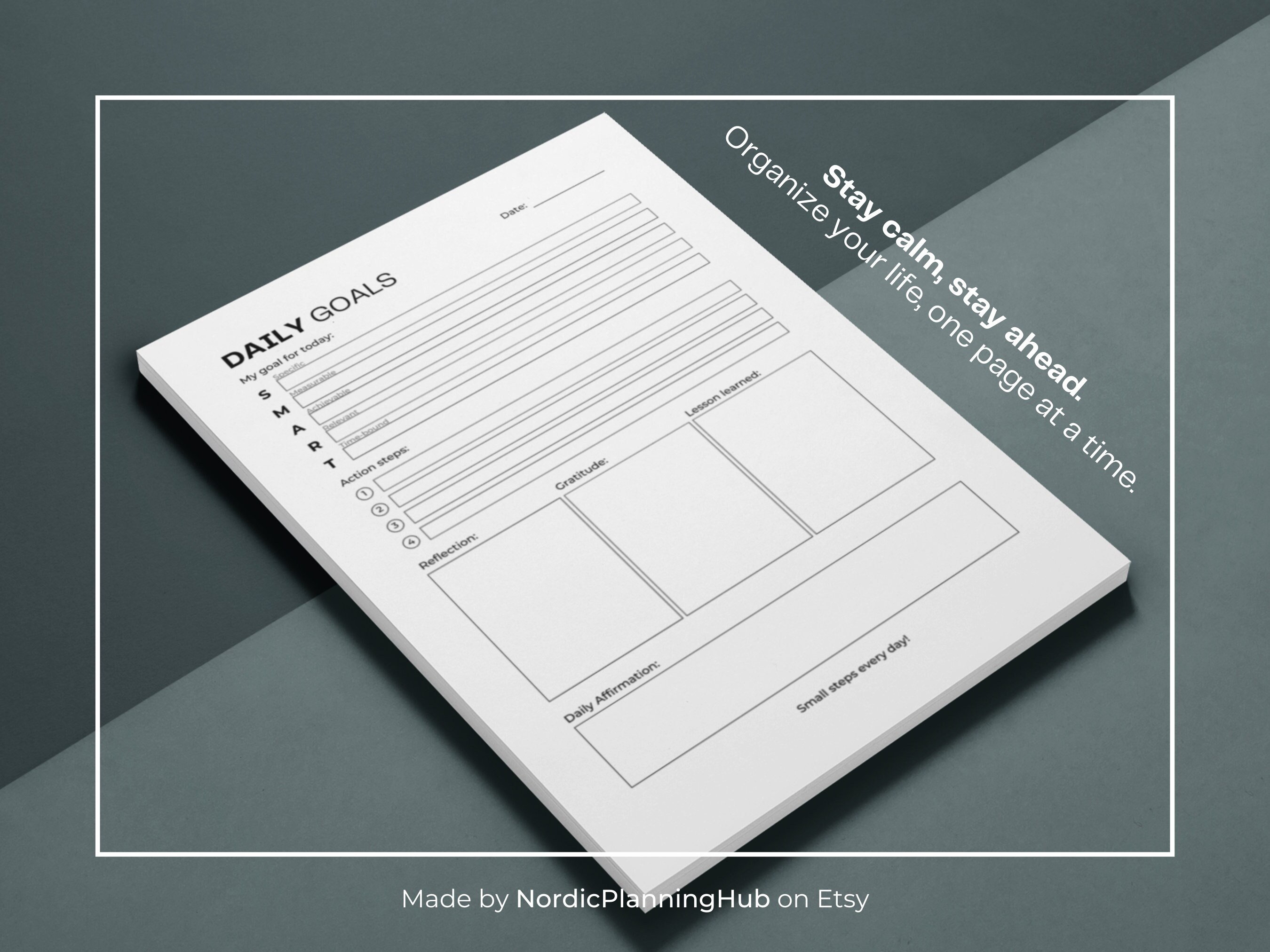 Daily Goals Template Goal Settings Worksheet Fillable PDF Personal ...