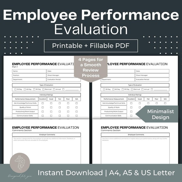 Employee Performance Evaluation Performance Appraisal Human Resource Template Employee Assessment Sheet Evaluation Template