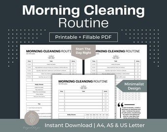 Morning Cleaning Routine Printable, ADHD Chore Chart (Fillable PDF)