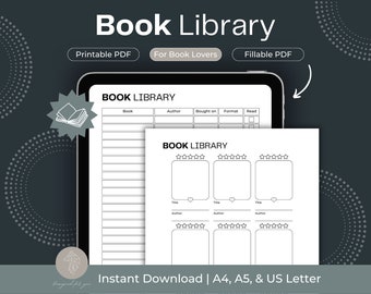 Book Library Template, Reading Journal Bundle, Book Log, Book Reading Planner Printable, Reading Planner Printable, Reading Tracker, PDF