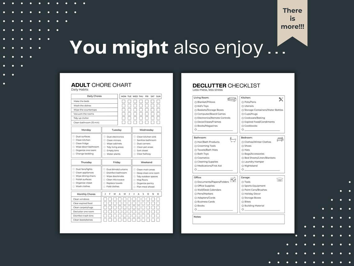Bathroom Chore Chart Printable Adult Chore Chart Fillable PDF ADHD Help ...