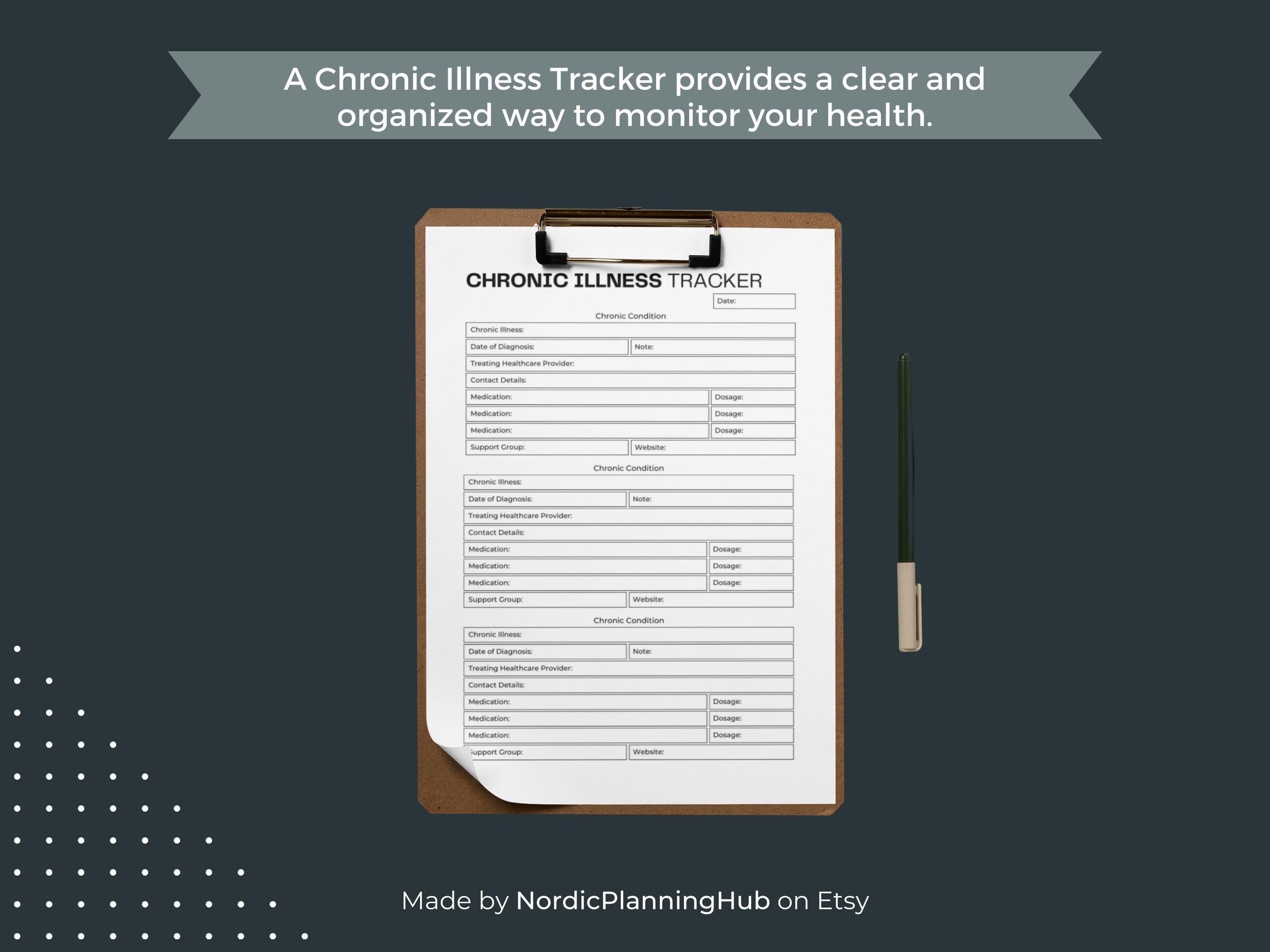 Chronic Illness Tracker Printable for Your Medical Binder Fillable PDF ...