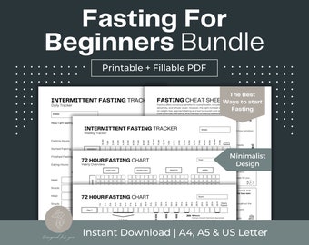 Fasting for Beginners Bundle: Intermittent Fasting Tracker (Printable PDF)