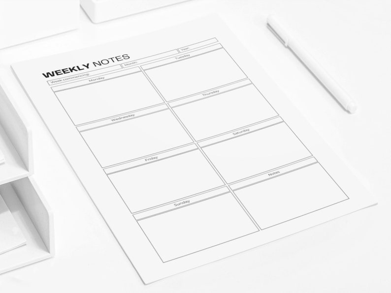 Printable Notes Bundle: Simple Daily, Weekly, Monthly (fillable PDF) - Etsy