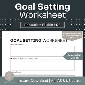 Goal Setting Worksheet Goal Planner Smart Goals Printable Goal Worksheet Fillable PDF Goals Planner Goals Workbook My Goal Digital Planner