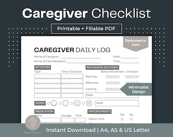 Caregiver Daily Log Printable: Fillable PDF Checklist (A4, A5, Letter)