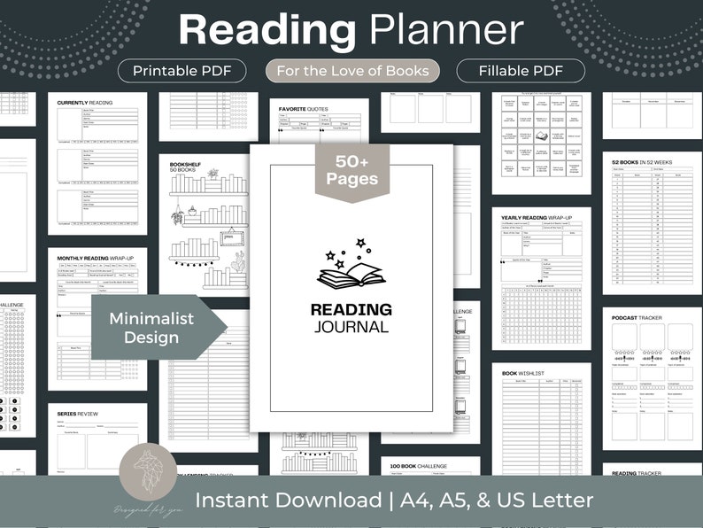 Reading Journal Bundle, Book Log, Reading Tracker (printable PDF) - Etsy