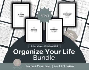 Life Planner, Life Binder, Life Organizer Binder, Medical Binder, Emergency Binder, Budget Planner, ADHD Cleaning Checklist, Fillable PDFs