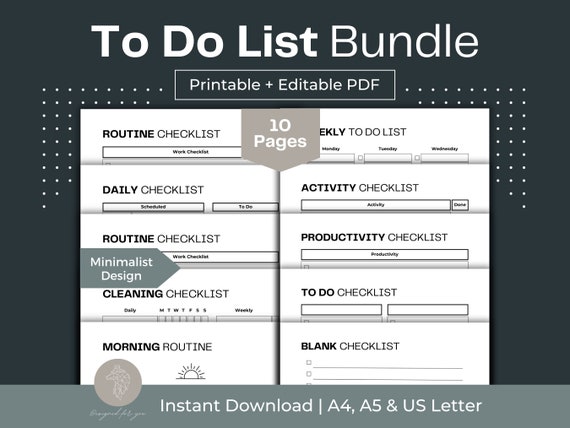 To-Do List Printable Bundle | Daily, Weekly, Routine Checklists (PDF)