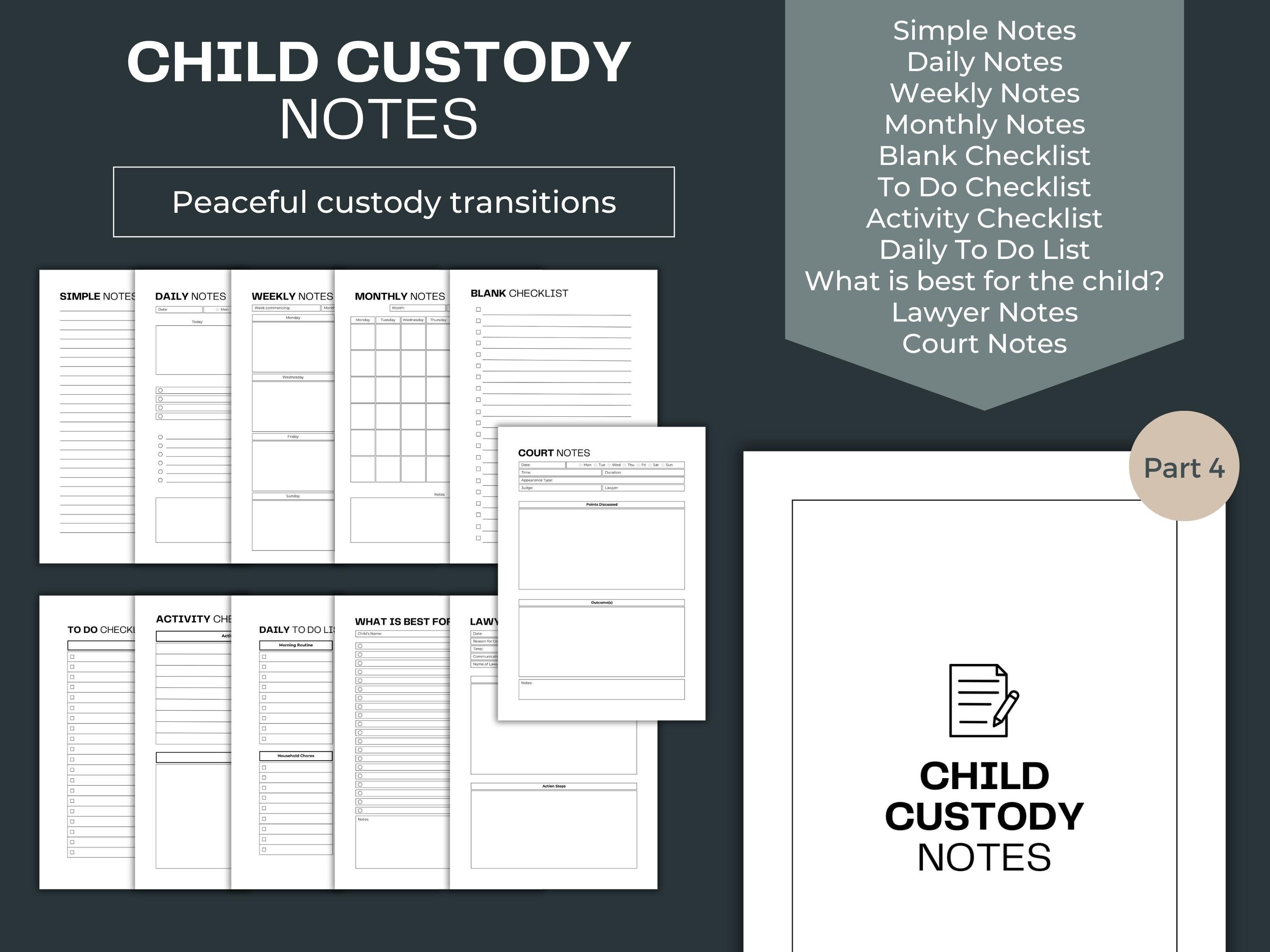 Printable Child Custody Binder Child Custody Planner Fillable PDF Co ...