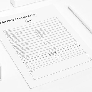 Car Rental Details Printable, Travel Planner (fillable PDF) - Etsy