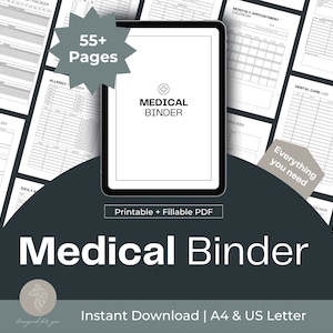 Medical Binder Printable, Emergency Binder, Medical Binder PDF, Medical Binder Chronic Illness, Medical Planner, Health Binder, Chronic Pain