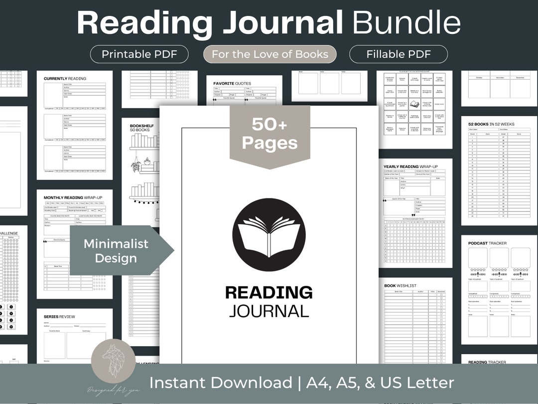 Reading Journal Bundle, Book Planner Printable (PDF) - Etsy