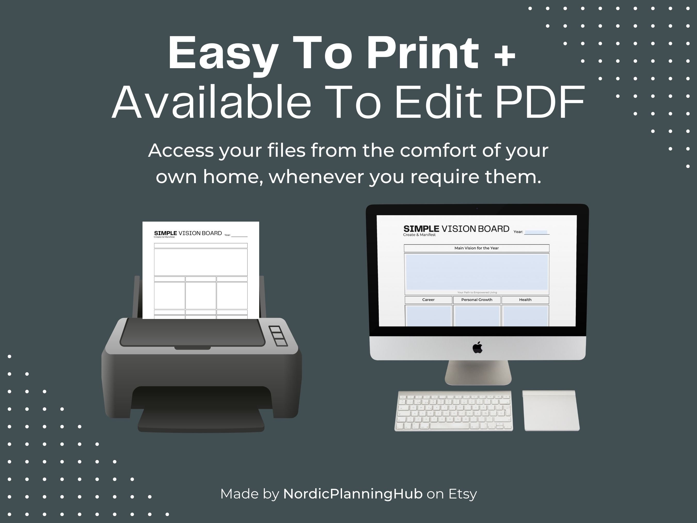 Simple Vision Board Printable Vision Board Fillable PDF Vision Board ...