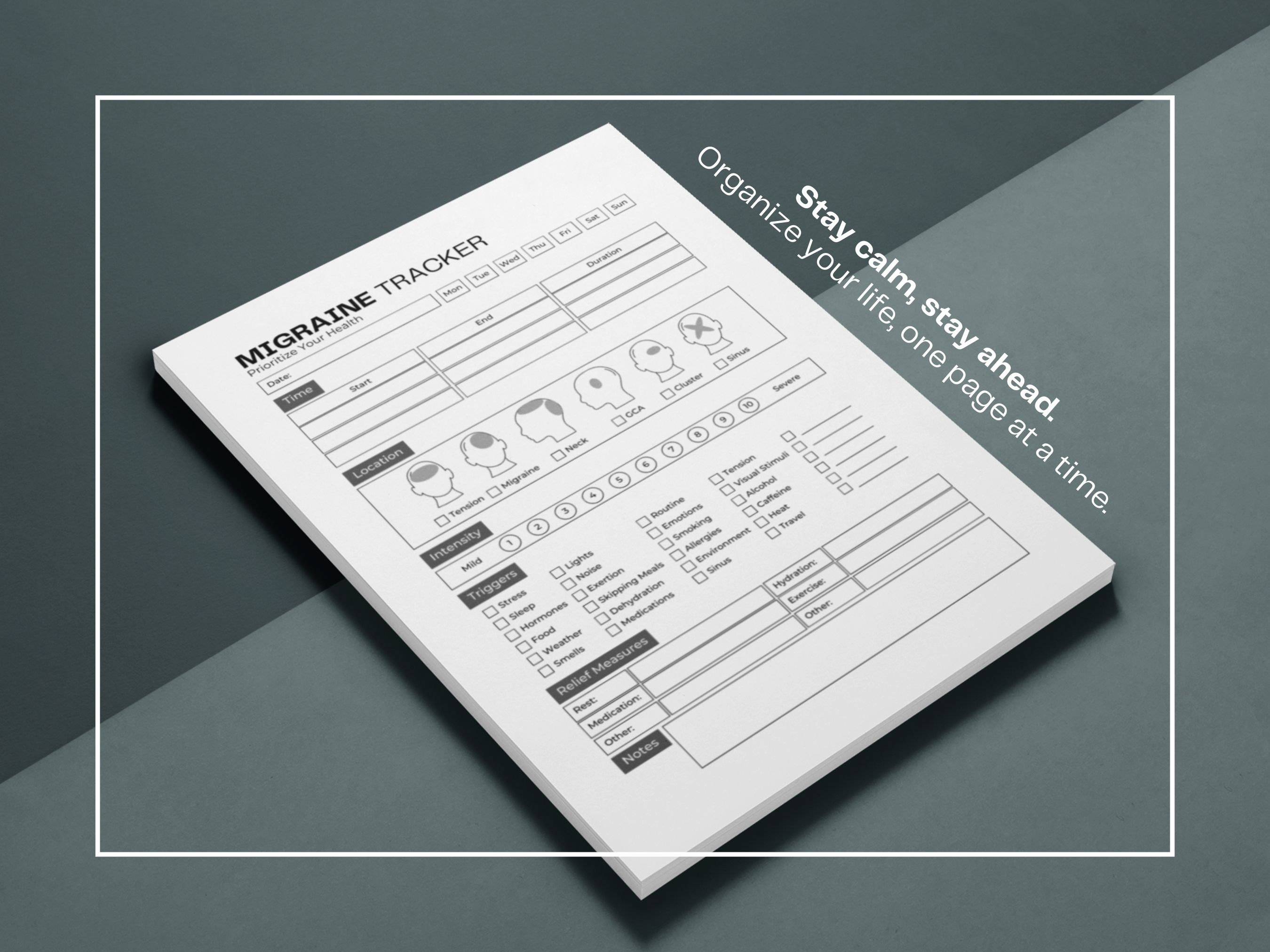 Migraine Tracker Printable Symptom Tracker Fillable PDF Chronic ...