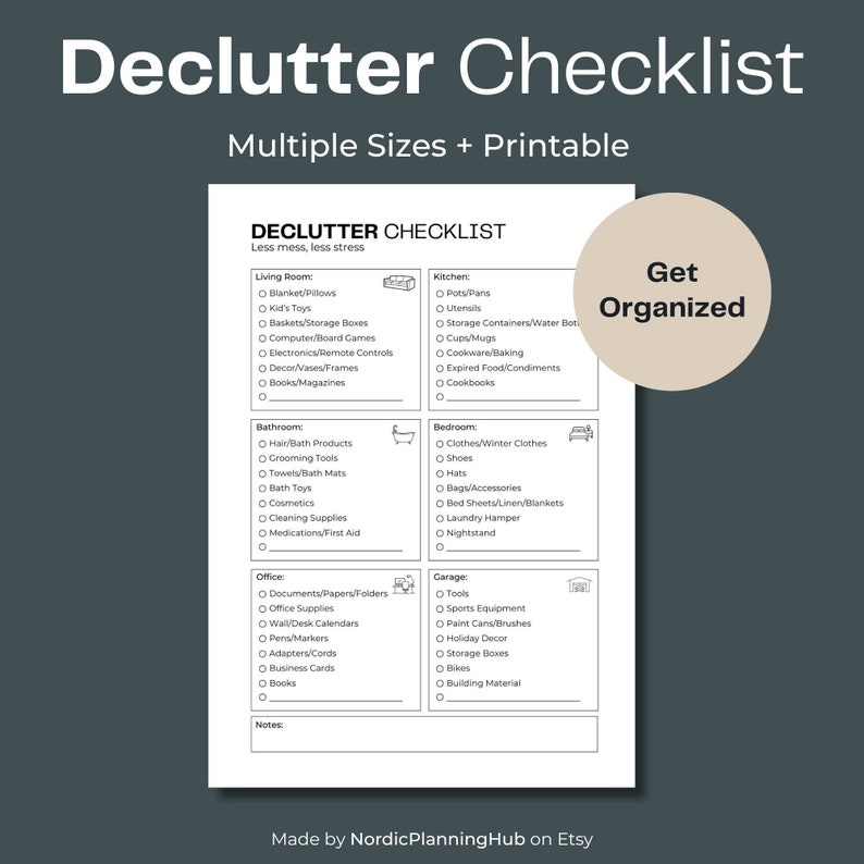 Declutter Checklist ADHD Decluttering Home Cleaning Planner Etsy
