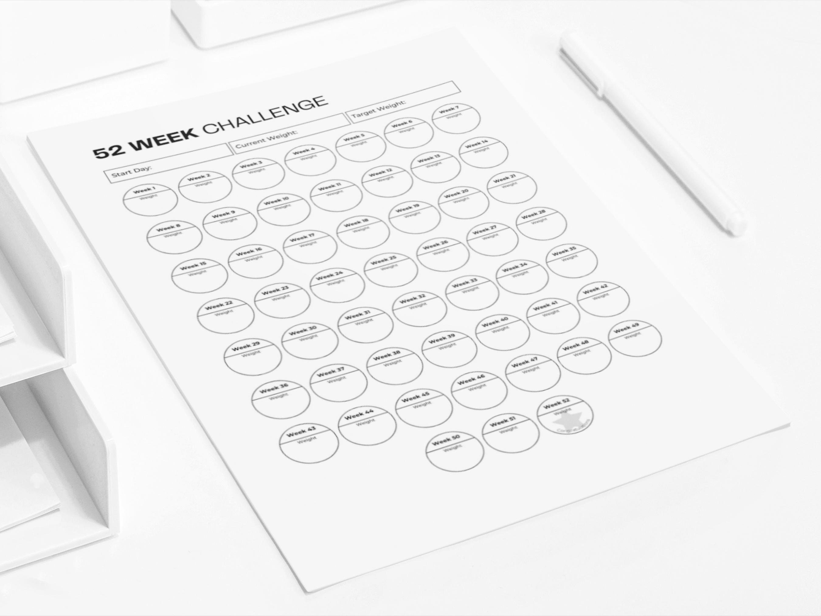 Weight Loss Challenge Printable Weight Loss Planner Pages 52 Week ...