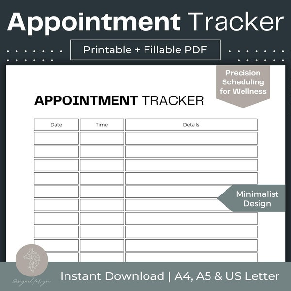 Appointment Tracker Printable Doctor Appointment Log Fillable PDF For Your Medical Binder Doctor Visit Log Book Doctor Visits Tracker
