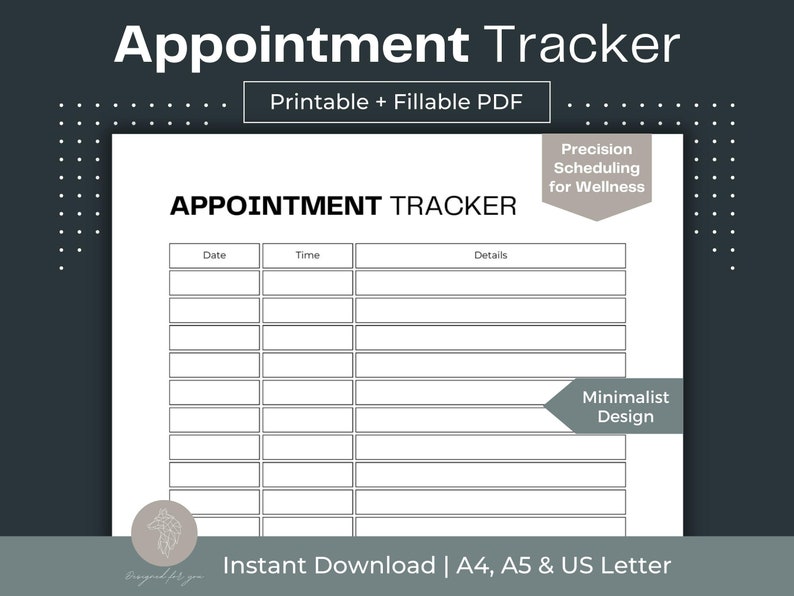 Appointment Tracker Printable Doctor Appointment Log Fillable PDF For Your Medical Binder Doctor Visit Log Book Doctor Visits Tracker image 1