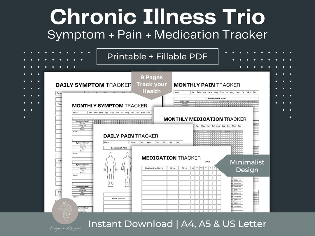 Printable Chronic Illness Tracker Fillable PDF Symptom Tracker Chronic ...