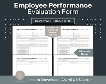Employee Performance Evaluation Template (Printable, Fillable PDF)