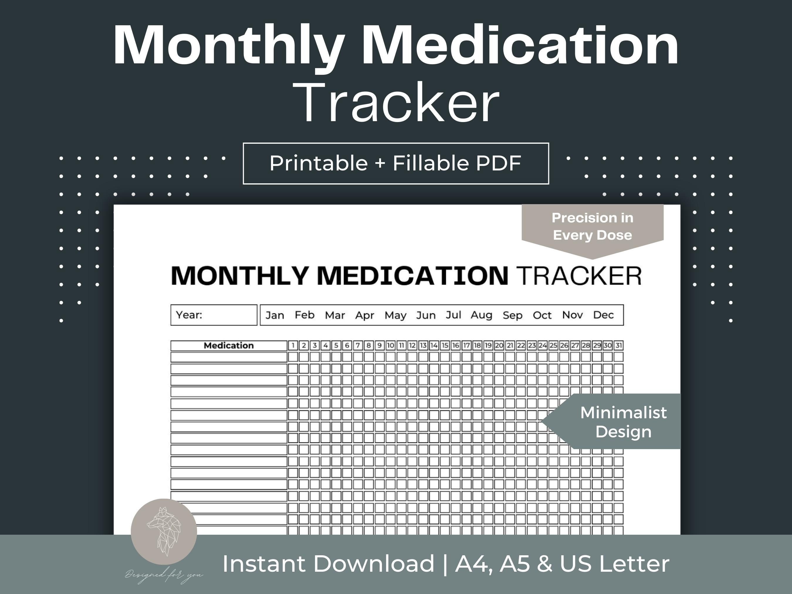 Printable Medication Tracker Fillable PDF Chronic Illness Tracker for ...