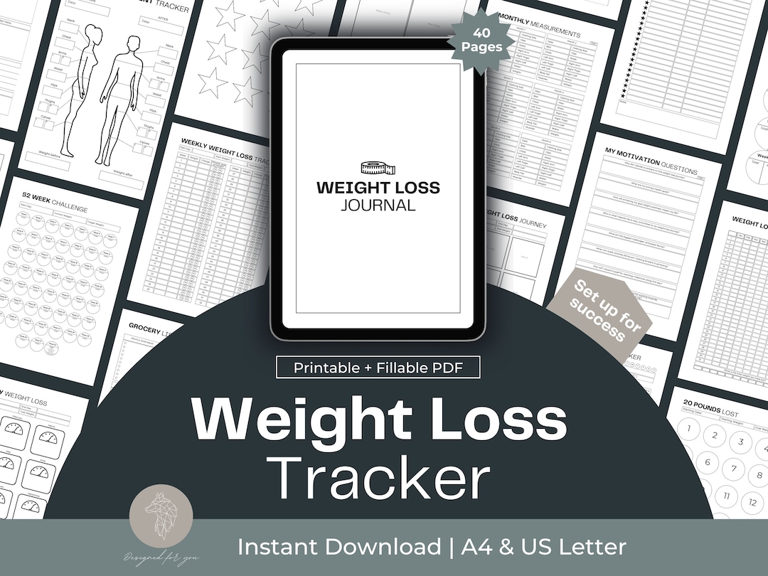 Weight Loss Tracker Printable, Meal Planner, Workout Tracker (fillable ...
