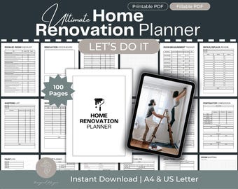 Home Renovation Planner, Budget Tracker, Project Checklist (PDF)