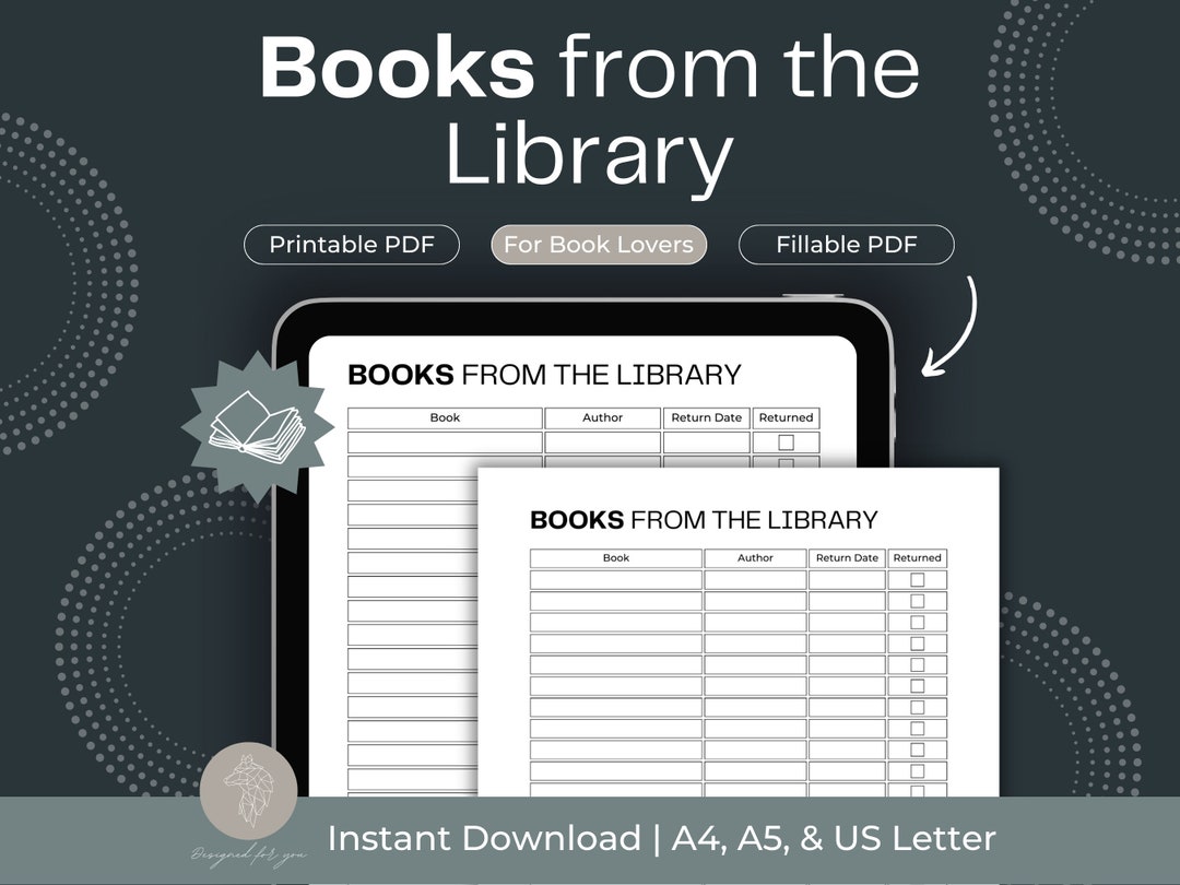 Typable Library Book Tracker Sheet.pdf Library Book Tracker, Reading Journal Bundle (printable PDF) - Etsy