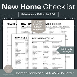 New Home Checklist Moving Checklist First Home Buyer Checklist New Home Essentials Checklist First Apartment Checklist