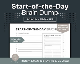 Planificador de lluvia de ideas / Lista de tareas diarias minimalista (PDF imprimible y rellenable)