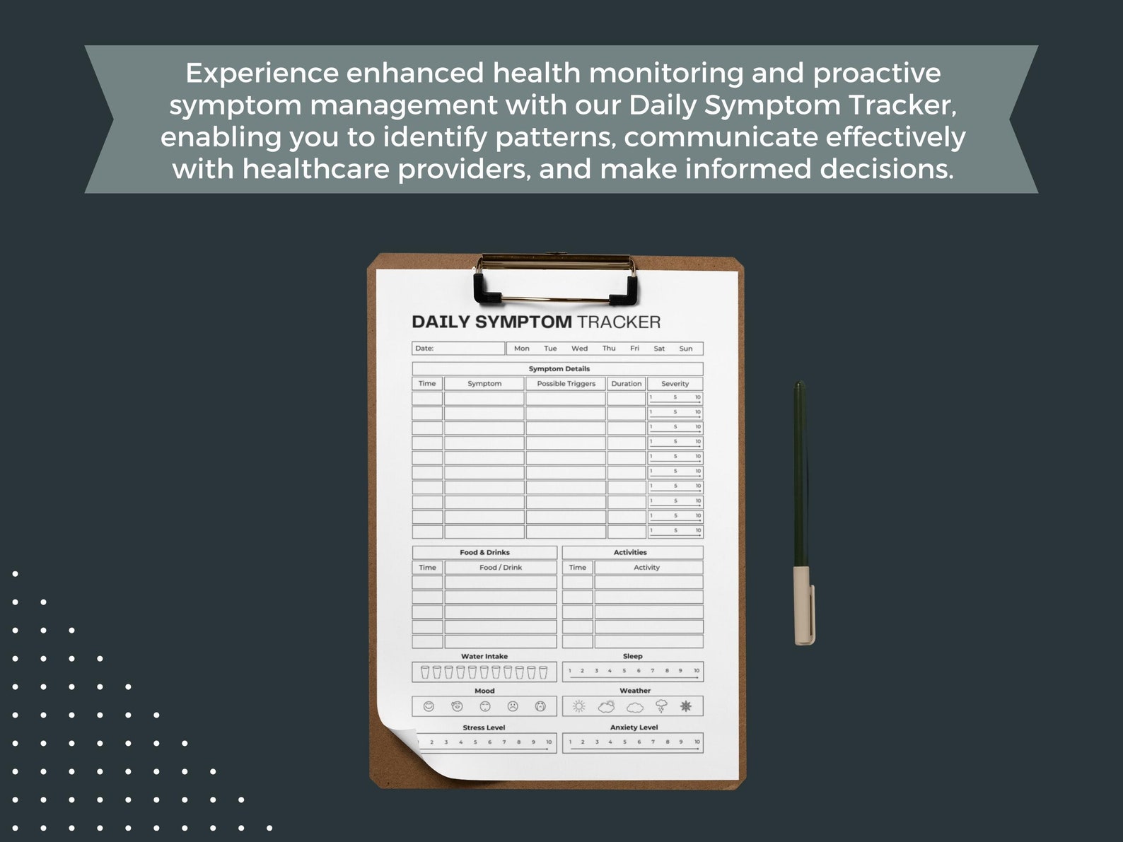 Printable Daily Symptom Tracker Fillable PDF Chronic Illness Tracker ...