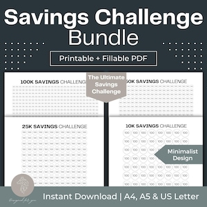 Savings Challenge Bundle 10K Savings Challenge 25K Savings Challenge 50K Savings Challenge 100K Savings Challenge Printable