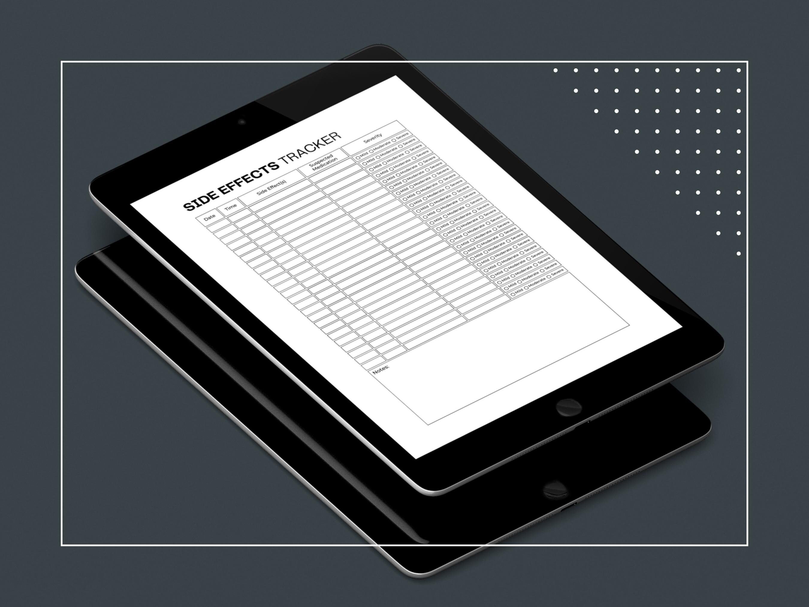 Side Effects Tracker Printable, Chronic Pain Symptoms (fillable PDF) - Etsy