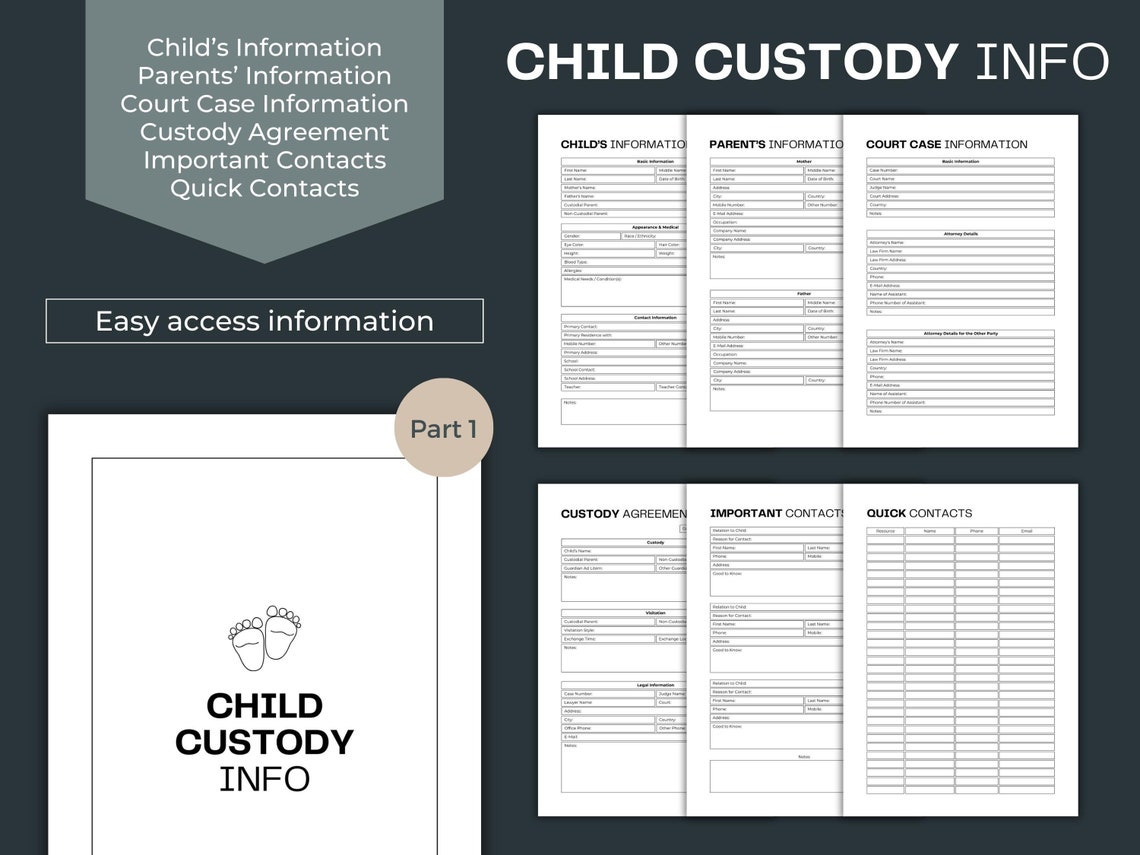 Printable Child Custody Binder Child Custody Planner Fillable PDF Co ...