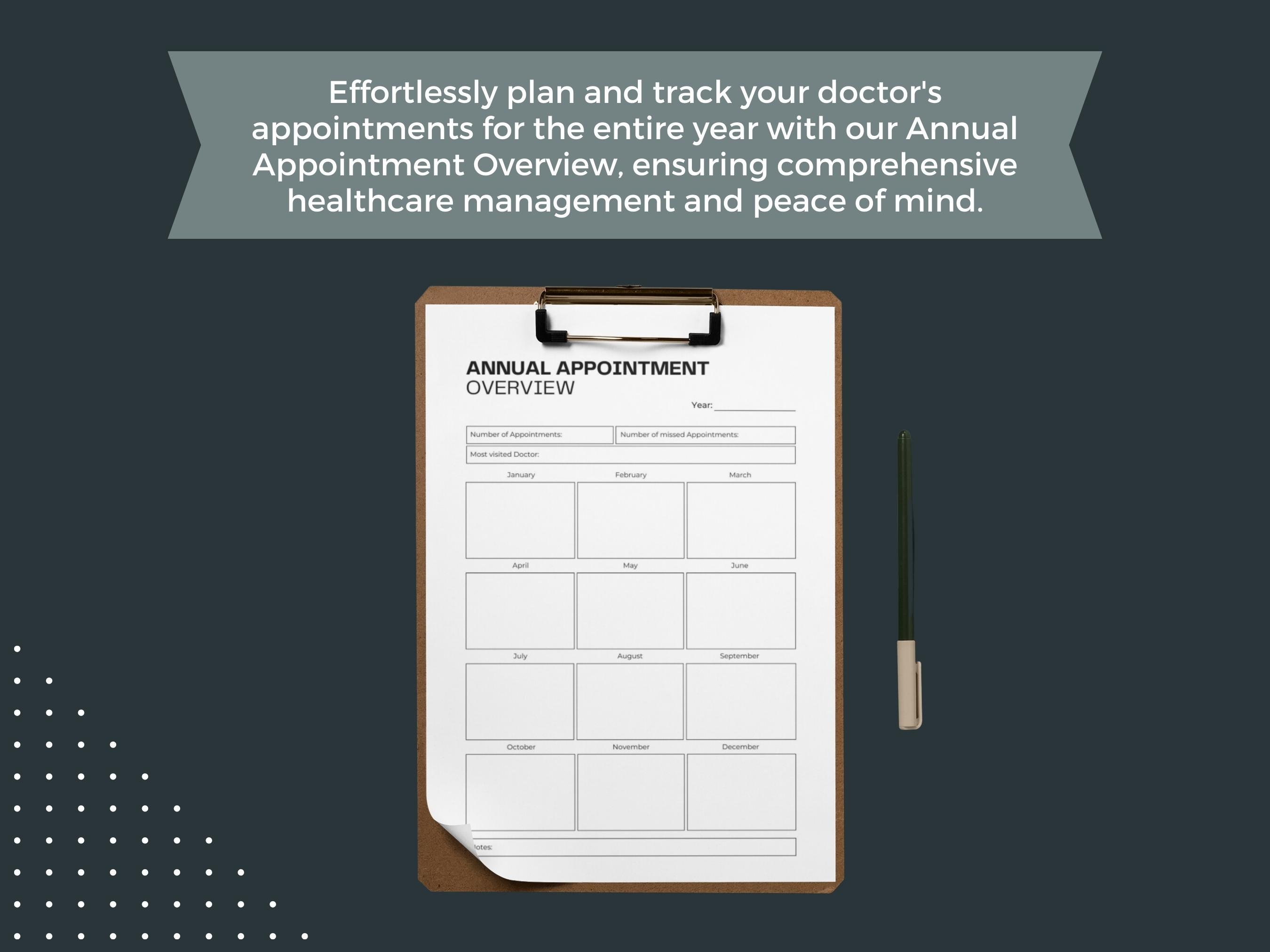 Annual Appointment Overview Printable, Fillable Medical Tracker (PDF ...