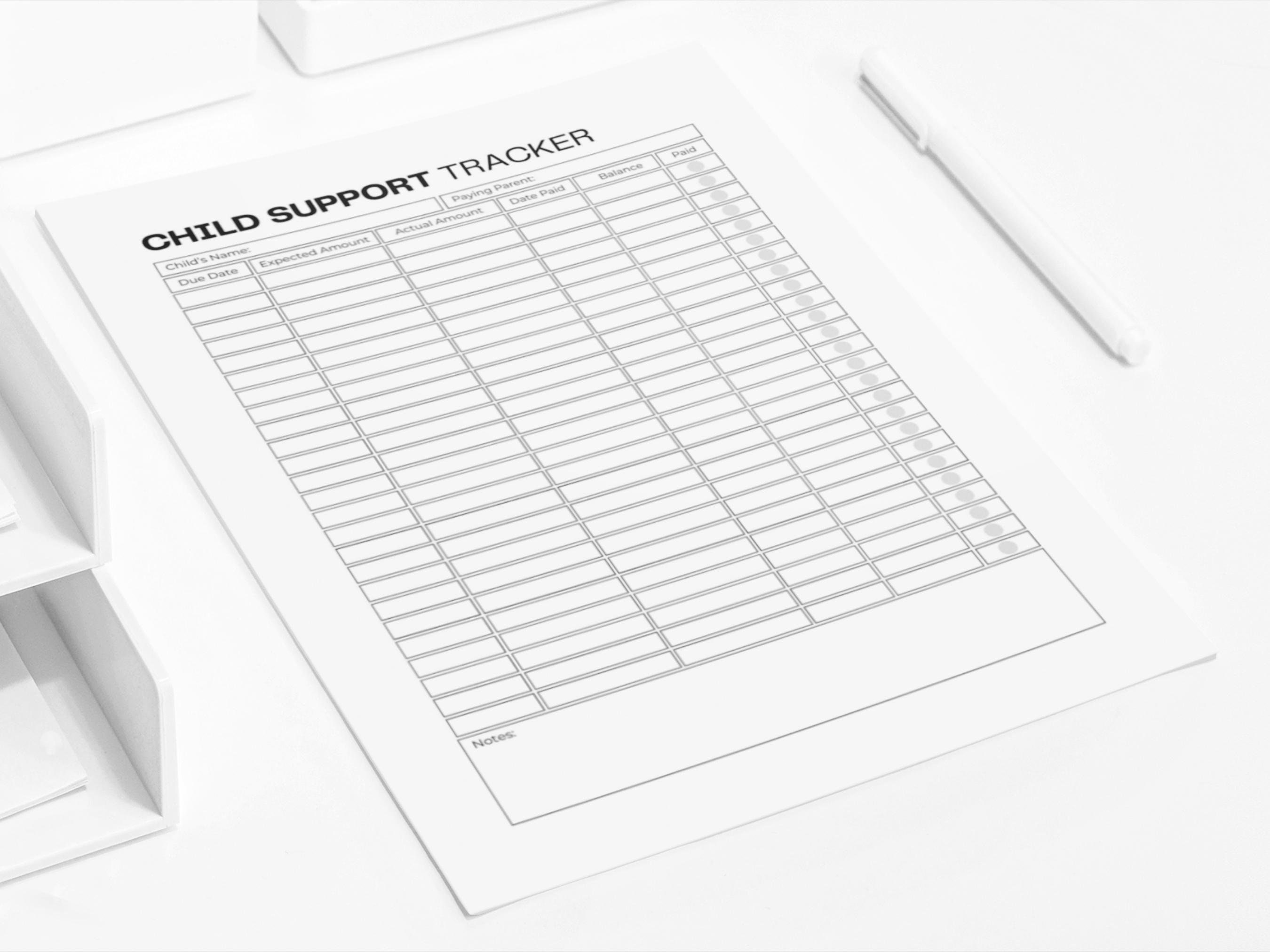 Child Support Payment Tracker Printable Child Custody Planner Fillable ...