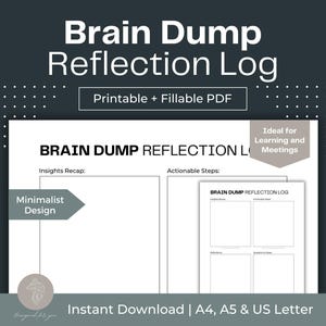Brain Dump Reflection Log Brain Dump Printable Brain Dump Journal Priority Matrix Template Digital ADHD Planner Fillable PDF To Do List