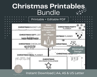 Christmas Planner Printable Bundle: Holiday Organizer (Fillable PDF)